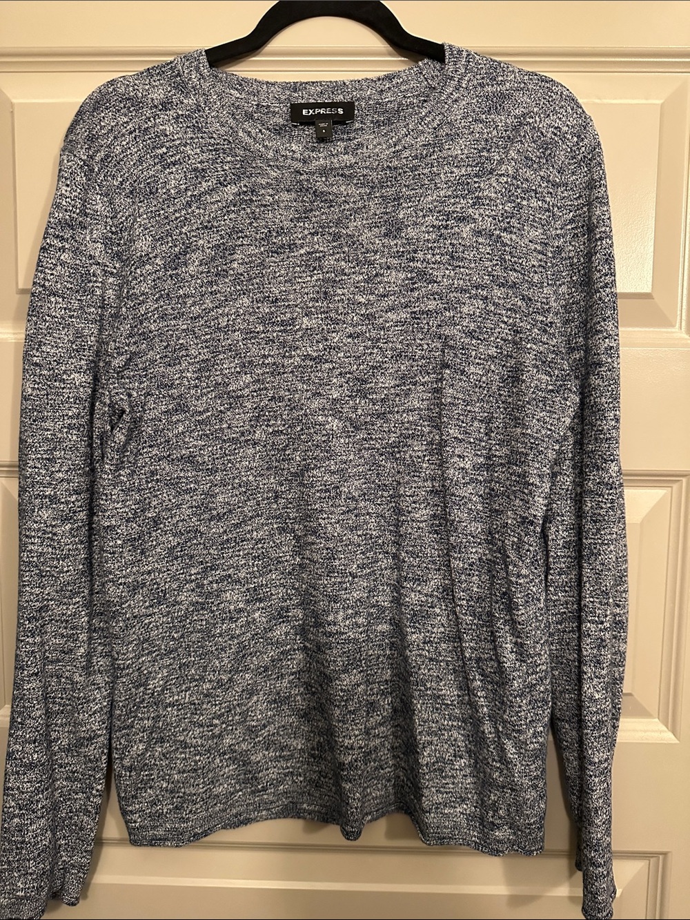 Express Men's Heathered Navy Crewneck Sweater